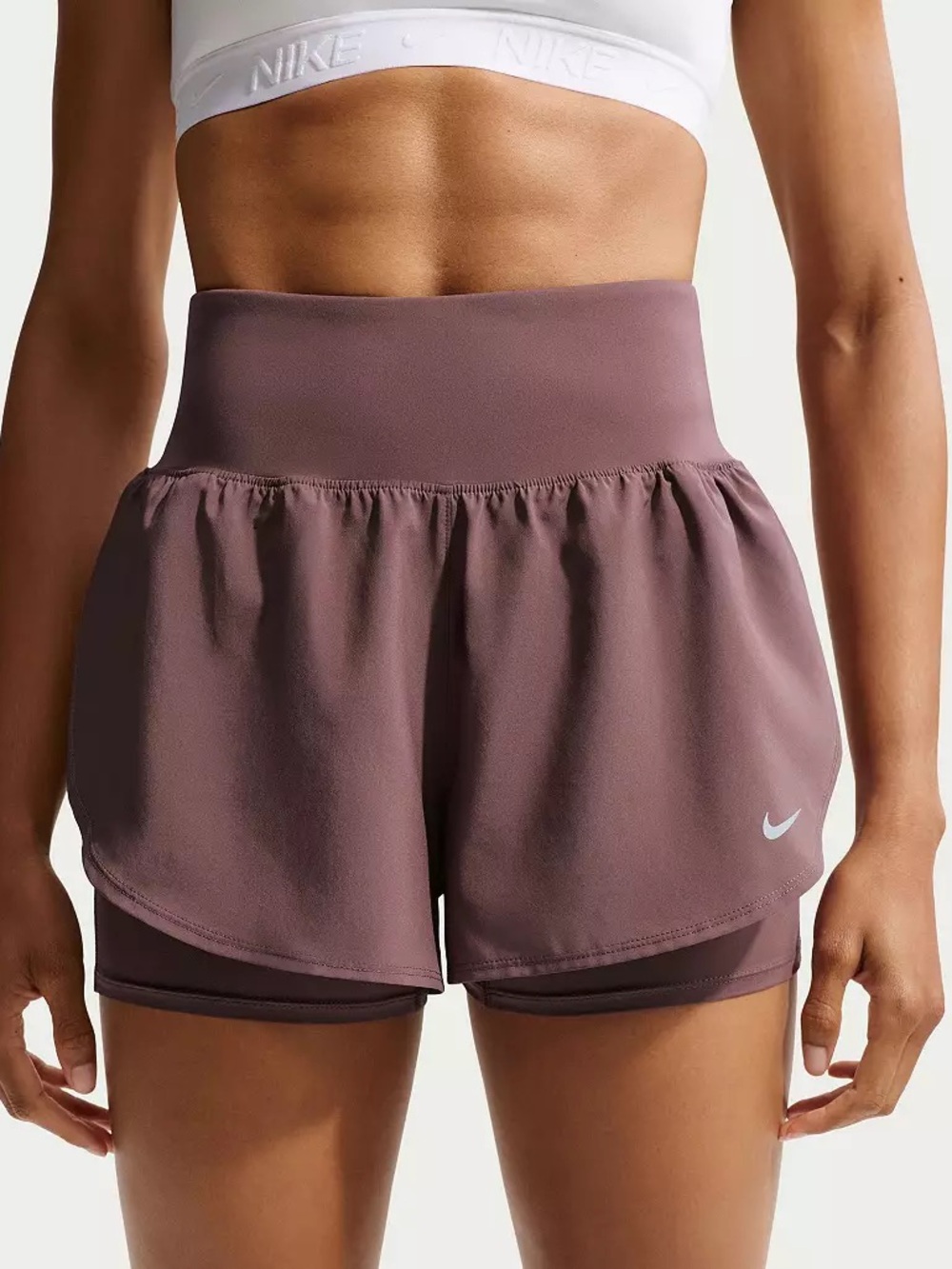 Nike Women's Flow Dri-FIT High-Waisted 2-in-1 Running Short - Picture 2 of 7